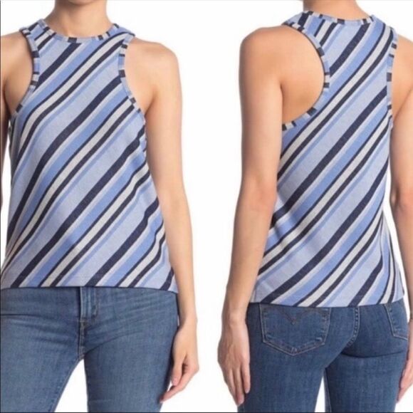 FREE PEOPLE | Striped Sidelines Tank Top Shades of Blue Combo Women’s Size XS - Picture 1 of 10